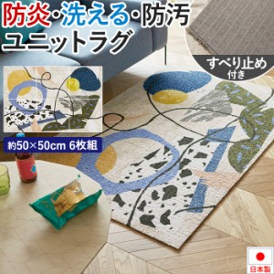 タイルカーペット 50×50 防音 約50×50cm 6枚セット ユニットラグ アカルイクラシ (KS) 防炎 制電 防ダニ 遮音 日本製 滑り止め付き 洗