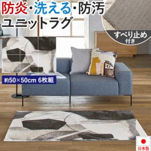 タイルカーペット 50×50 防音 約50×50cm 6枚セット ユニットラグ アートナムード (KS) 防炎 制電 防ダニ 遮音 日本製 滑り止め付き 洗