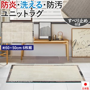 タイルカーペット 50×50 防音 約50×50cm 6枚セット ユニットラグ シロクロノワク (KS) 防炎 制電 防ダニ 遮音 日本製 滑り止め付き 洗