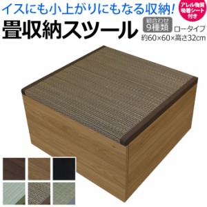 畳ボックス 収納ベンチ 畳 たたみ スツール 収納ボックス  い草 約60×60×32cm 畳収納 ロータイプ (O) アレル物質吸着シート付き 引っ越