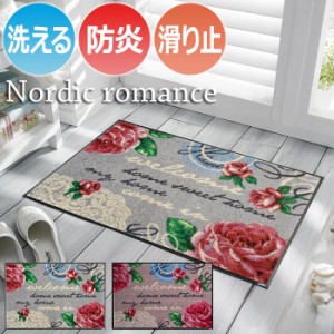 Wash+dry ウォッシュドライ 洗える 玄関マット F009A-F013A Nordic Romance ノルディックロマンス (R) 約50×75cm フロアマット キッチン