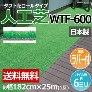 安価な人工芝 芝生 ロールタイプ タフト芝 約幅182cm×25m 反売り 裏面ラバー 日本製 屋外 WTF-600 (R) 人工芝 フェイクグリーン 庭 デッ