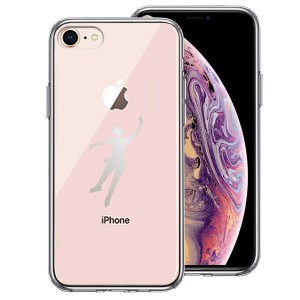 iPhone7 iPhone8 ケース クリア フィギアスケート 女子 グレー スマホケース 側面ソフト 背面ハード ハイブリッド