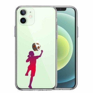 iPhone12 ケース クリア サッカー ヘディング 女子 スマホケース 側面ソフト 背面ハード ハイブリッド