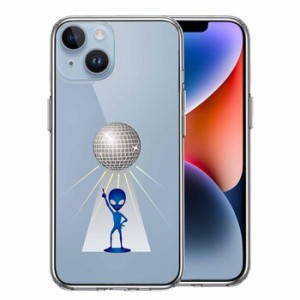 iPhone14Plus ケース クリア  宇宙人 ダンシング ミラーボール スマホケース 側面ソフト 背面ハード ハイブリッド