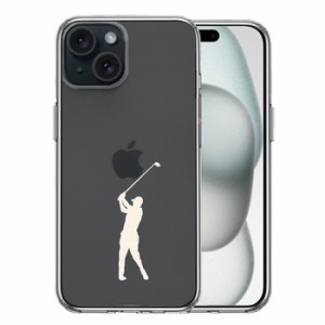 iPhone15Plus ケース クリア ゴルフ ホワイト スマホケース 側面ソフト 背面ハード ハイブリッド 