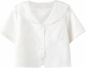 [STYLE eight] 札幌襟 ブラウス シャツ 半袖 長袖 制服 セーラー襟 白シャツ レディースファッション トップス シャツ ブラウス