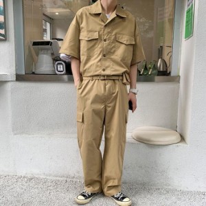 つなぎ メンズ おしゃれ オールインワン ビッグシルエット オーバーサイズ カバーオール ワイドパンツ 作業服 作業着 オーバーオール 一