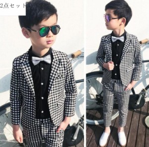 チェック柄 子どもスーツ 男の子スーツ タキシード キッズスーツ 3点セット 子供服 司会者 ピアノ 成人式 入学式 発表会 卒業式 結婚式 