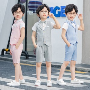 子供スーツ 男の子 スーツ キッズ フォーマル 3color 4点セット ベスト セット 子供スーツ フォーマルスーツ 半袖 入学式 卒業式 子供服 