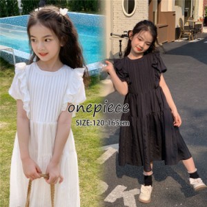 子供服 ワンピース 女の子 白ワンピース ロング丈 発表会 韓国 夏服 かわいいキッズ ベビー マタニティ キッズファッション ワンピース