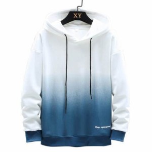 トップス パーカー レディース トレーナー フード 個性的 長袖 グラデーション 青 黄色 白 ベージュ M L XL 2XL 3XL 4XL 大きいサイズ 秋