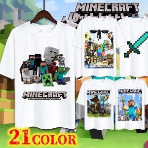 Tシャツ トップス 20色 キャラクター 半袖 マインクラフト マインクラフト コスプレ衣装 大人用子供用 ハロウィン仮装日常服男女兼用