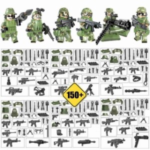 ミニフィグ ブロック  おもちゃ 迷彩服 軍隊 6体セット 武器 付き デラックス 互換 ミニフィギュア ブロック おもちゃ キッズ
