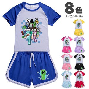 コスチューム 上下セット マインクラフト 8色 Tシャツ 半袖 半ズボン 子供服 コットン 大人 キッズ 夏 ゲーム キャラクター コスプレ仮装