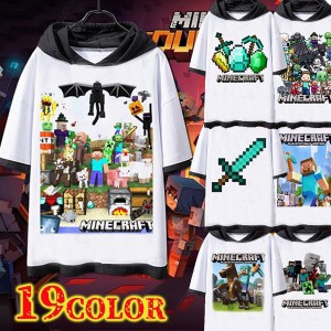 Tシャツ トップス 高品質 半袖 19色 フット付き マインクラフト コスプレ衣装 大人用子供用 ハロウィン仮装日常服男女兼用 100 150 S M L