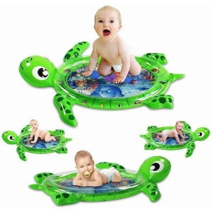 幼児＆幼児おなかの水遊びマット海亀の形、膨脹可能な遊びマットおもちゃ、赤ちゃんの感覚発達と刺激の成長のためのおなか水マット。