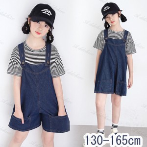 Tシャツ パンツ 子供服 女の子 カジュアルパンツ サロペット 夏 セットアップ 上下セット 半袖 綿 コットン 短パン キッズ 夏服 ジュニア