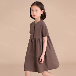 ワンピース 子供 女の子 キッズ 半袖 無地 子供服 夏服 綿100％ コットン シンプル カジュアル ナチュラル 子ども 可愛い ジュニア ガー