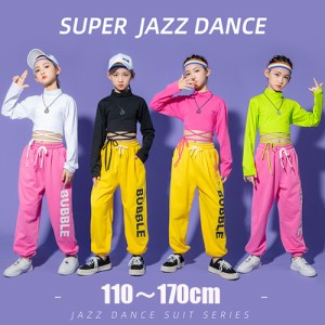 キッズダンス衣装 セットアップ 子供 ダンス服 ヒップホップ HIPHOP キッズ  女の子 ガールズ トップス へそ出し パンツ ダンス 長袖 ダ