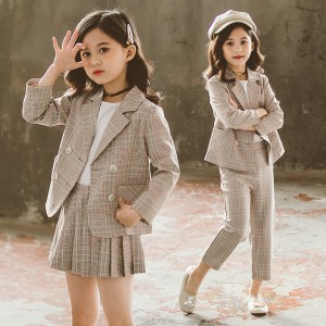 スーツ 入学式 女の子 フォーマルスーツ チェック柄 スカートセット 子供服 パンツセット キッズフォーマル セットアップ フリルスカート