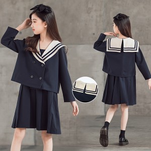 セーラー服 キッズ セットアップ スクール制服 JK 【ワンピース＋上着】 卒業式 スーツ 女の子 フォーマル 子供制服 学生制服 長袖 ジャ