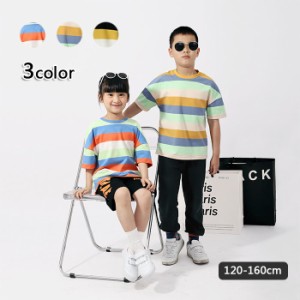 tシャツ キッズ 半袖 女の子 男の子 子供服 ボーダー カットソー  綿95％ コットン 夏 半袖tシャツ 韓国 丸首 ラウンドネック クルーネッ