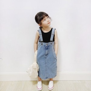 ワンピース デニム サロペット ロングワンピース ノースリーブ 子供服 女の子 綿 キッズ 夏服 ジュニア 親子ペアルック 大人 親子ペア 親