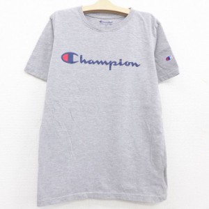 古着 チャンピオン champion 半袖 Tシャツ キッズ ボーイズ 子供服 ビッグロゴ クルーネック グレー 霜降り 中古 古着