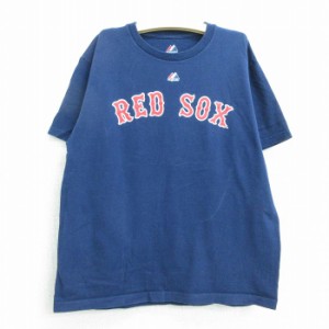 古着 マジェスティック 半袖 Tシャツ キッズ ボーイズ 子供服 MLB ボストンレッドソックス ダスティンペドロイア 15 コットン  中古 古着