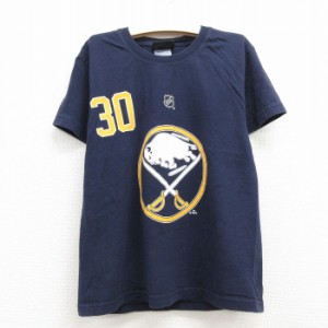 古着 リーボック REEBOK 半袖 Tシャツ キッズ ボーイズ 子供服 NHL バッファローセイバーズ ライアンミラー 30 コットン クル 中古 古着