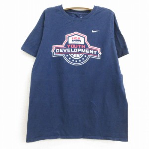 古着 ナイキ NIKE 半袖 Tシャツ キッズ ボーイズ 子供服 バスケットボール DEVELOPMENT コットン クルーネック 紺 ネイビー 中古 古着