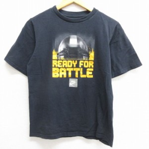 古着 ナイキ NIKE 半袖 Tシャツ キッズ ボーイズ 子供服 アメフト コットン クルーネック 黒 ブラック 中古 古着