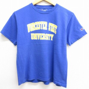 古着 チャンピオン champion 半袖 Tシャツ キッズ ボーイズ 子供服 WORCESTER クルーネック 青 ブルー 中古 古着