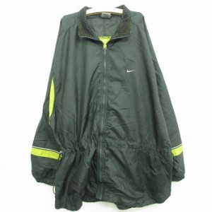 古着 ナイキ NIKE 長袖 ナイロン ジャケット キッズ ボーイズ 子供服 90年代 90s ワンポイントロゴ ラグラン 緑他 グリーン 中古 古着