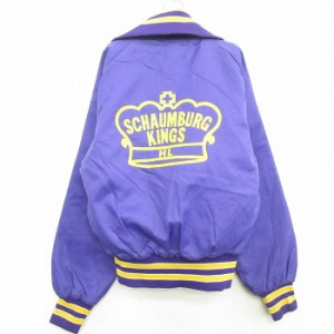 古着 ホロウェイ 長袖 ナイロン ジャケット キッズ ボーイズ 子供服 80年代 80s SCHAUMBURG KINGS 襟付き ラグラン USA製 紫他 中古 古着