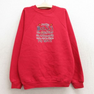 古着 ヘインズ Hanes 長袖 スウェット キッズ ボーイズ 子供服 00年代 00s BOSS ラグラン クルーネック 赤 レッド 中古 古着