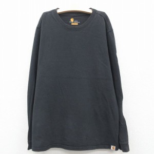 古着 カーハート Carhartt 長袖 Tシャツ キッズ ボーイズ 子供服 コットン クルーネック 黒 ブラック 中古 古着