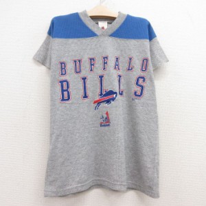 古着 半袖 ビンテージ フットボール Tシャツ キッズ ボーイズ 子供服 90年代 90s NFL バッファロービルズ メッシュ地 ツートン 中古 古着