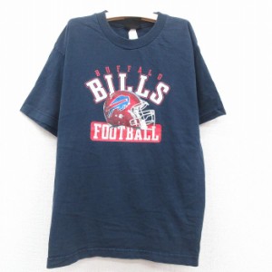 古着 リーボック REEBOK 半袖 Tシャツ キッズ ボーイズ 子供服 NFL バッファロービルズ クルーネック 紺 ネイビー アメフト ス 中古 古着