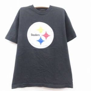 古着 リーボック REEBOK 半袖 Tシャツ キッズ ボーイズ 子供服 NFL ピッツバーグスティーラーズ コットン クルーネック 黒 ブ 中古 古着