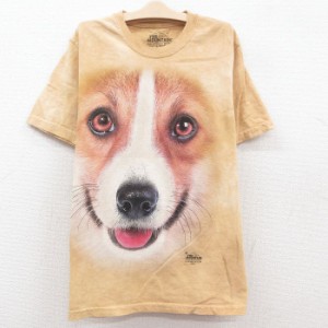 古着 半袖 Tシャツ キッズ ボーイズ 子供服 犬 コットン クルーネック ベージュ カーキ タイダイ 中古 古着