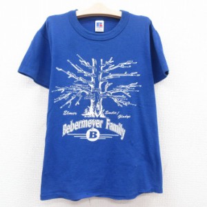 古着 ラッセル 半袖 ビンテージ Tシャツ キッズ ボーイズ 子供服 80年代 80s Bebermeyer Family クルーネック USA製 青 ブルー 中古 古着