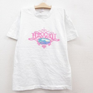 古着 半袖 ビンテージ Tシャツ キッズ ボーイズ 子供服 80年代 80s ハワイ コットン クルーネック USA製 白 ホワイト 中古 古着