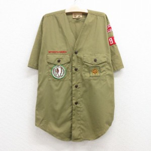 古着 半袖 ボーイスカウト シャツ キッズ ボーイズ 子供服 80年代 80s シカゴ USA製 緑系 グリーン 中古 古着