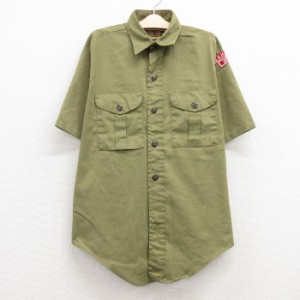 古着 半袖 ボーイスカウト シャツ キッズ ボーイズ 子供服 80年代 80s 緑系 グリーン 中古 古着