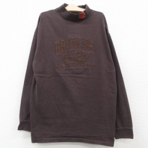 古着 長袖 ビンテージ Tシャツ キッズ ボーイズ 子供服 90年代 90s NFL クリーブランドブラウンズ 刺繍 ハイネック モックネッ 中古 古着