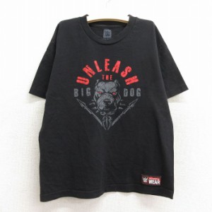 古着 半袖 Tシャツ キッズ ボーイズ 子供服 ワールドプロレスリング ジョーアノアイ ロマンレインズ コットン クルーネック 黒 中古 古着