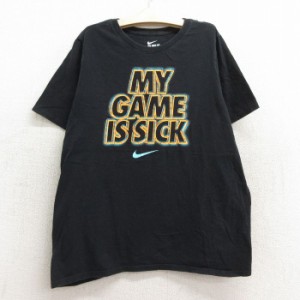 古着 ナイキ NIKE 半袖 Tシャツ キッズ ボーイズ 子供服 ワンポイントロゴ GAME クルーネック 黒 ブラック 中古 古着