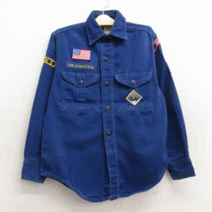 古着 長袖 ボーイスカウト シャツ キッズ ボーイズ 子供服 70年代 70s ワッペン 紺 ネイビー spe 中古 古着